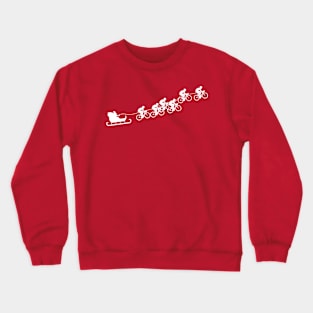 Christmas Cycling Graphic - Santa with Bikes | White Print Crewneck Sweatshirt